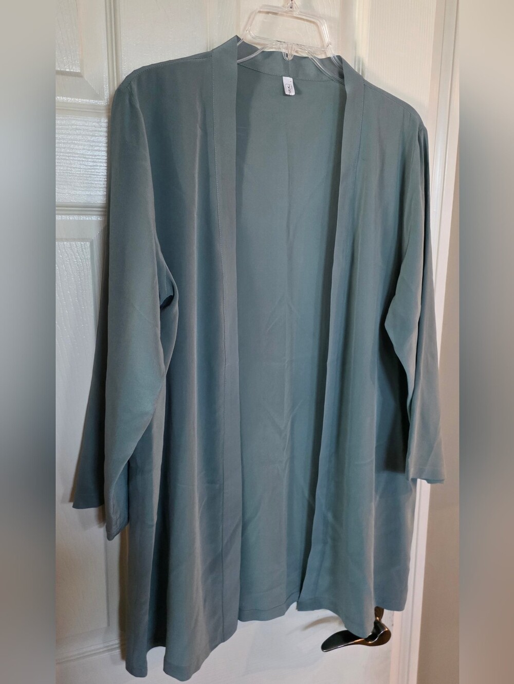 Lily Silk Open Front Sage Green 100% Mulberry Silk Lightweight Cardigan Large